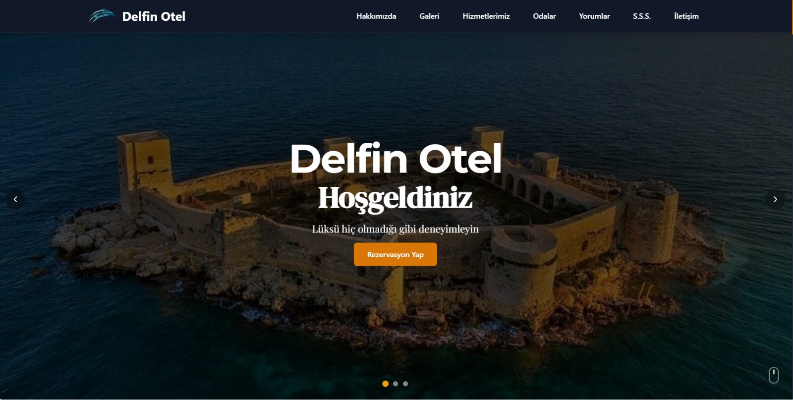 Delfin Otel web sitesi — admin panelli otel yönetim sistemi