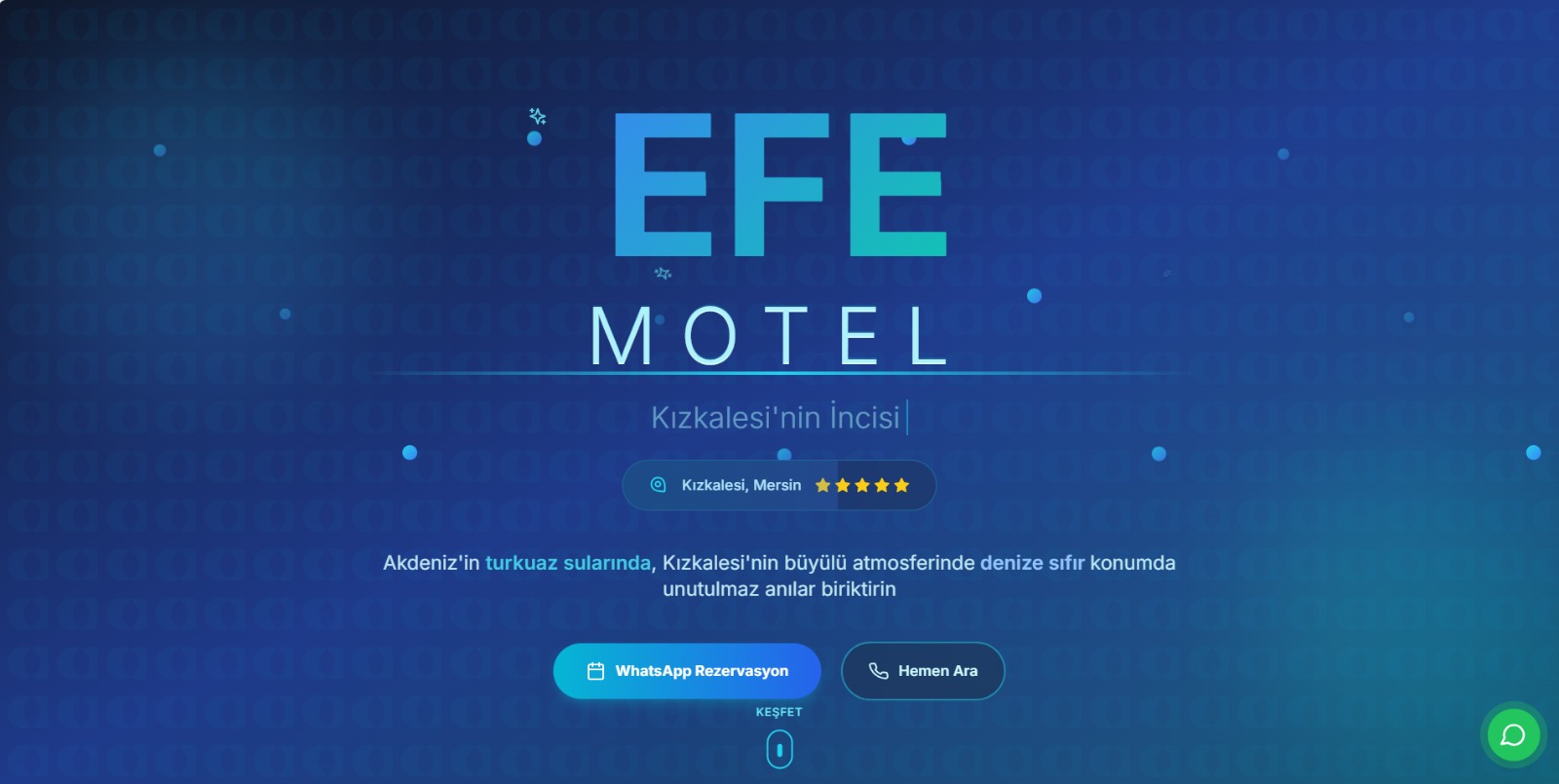 Efe Motel web sitesi — SEO optimizeli otel sitesi, arama motoru ilk sıralar
