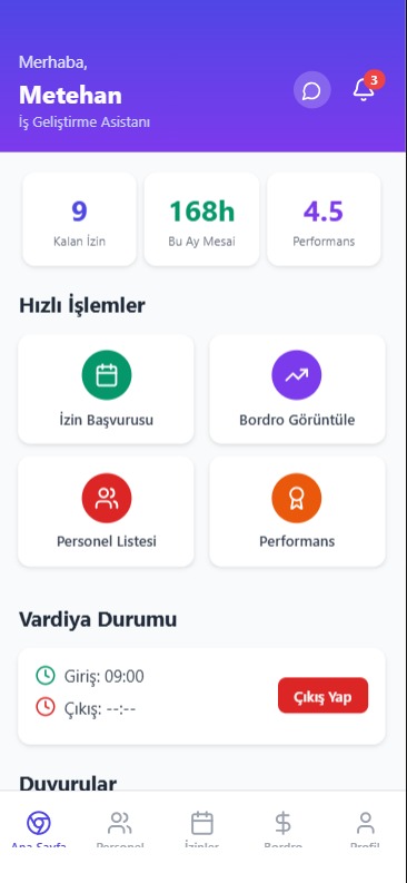 HR mobil uygulaması raporlama