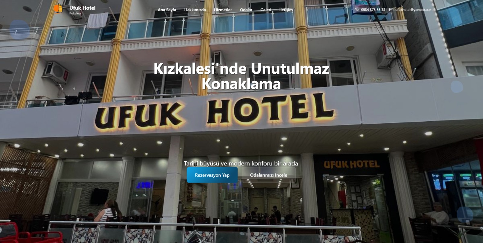 Ufuk Hotel web sitesi — Kızkalesi otel tanıtım ve SEO sitesi